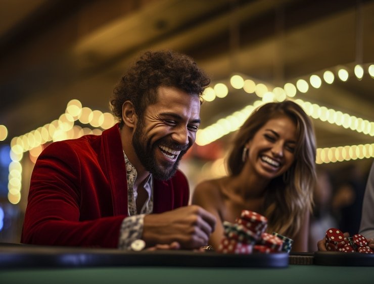 Live casino studio with professional lighting and dealer stations